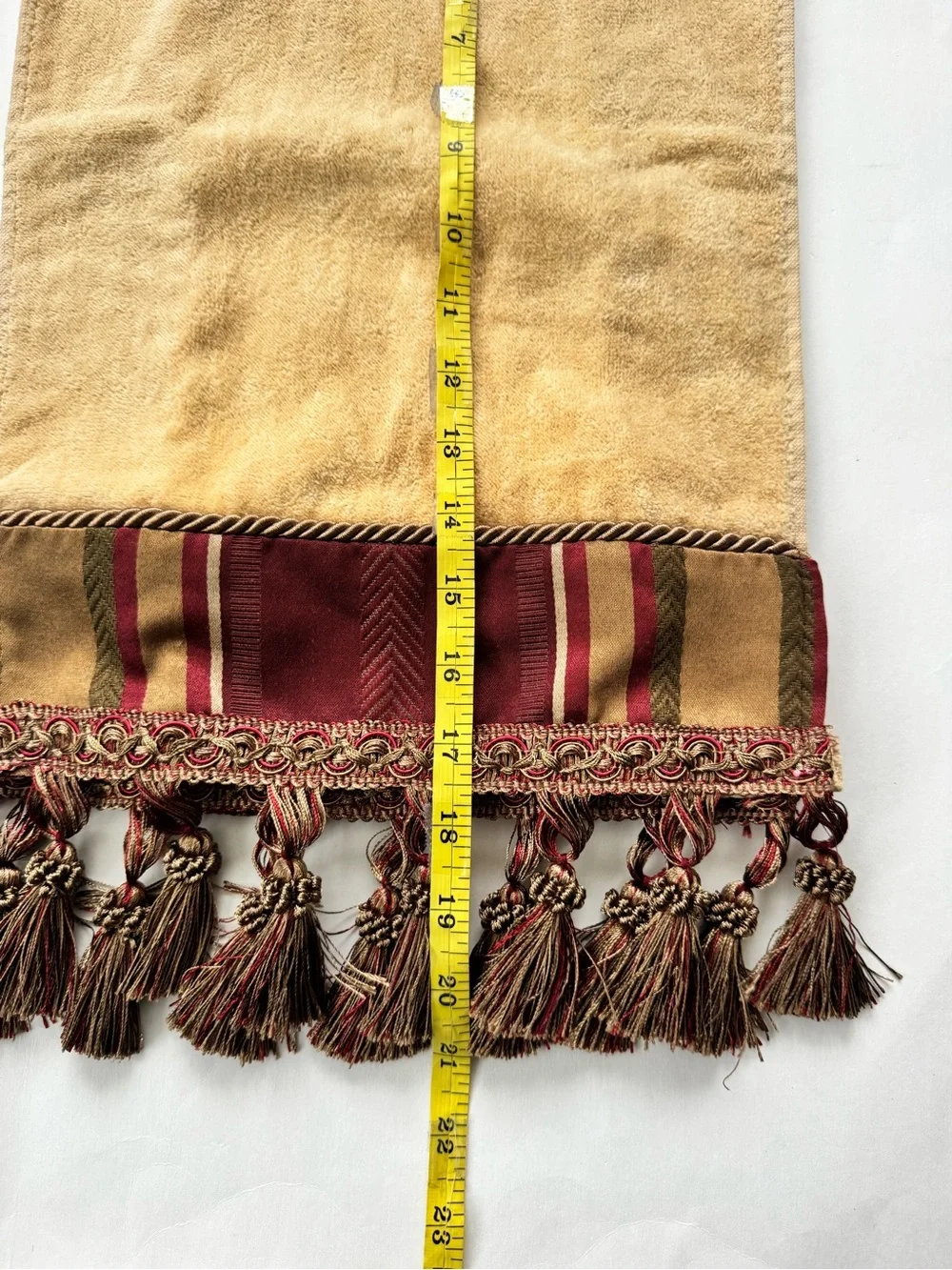 Vintage Croscill Flocked Damask French 3Pc Towel Set Gold Bath Hand Tassels Deco